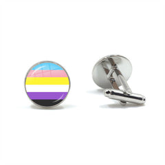 Nonbinary Trans Pride Cufflinks