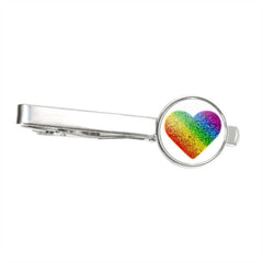 LGBT Glitter Heart Tie Clip