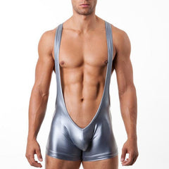 Silver PU Leather Bodysuit