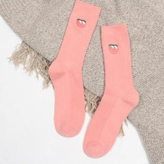 Peach Pink Cotton Socks