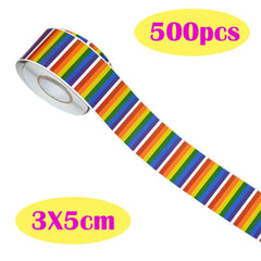 500 LGBT Pride Flag Stickers On A Roll