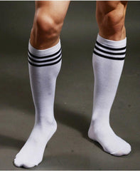 Striped White Crew Sports Socks - The RainbowBoys