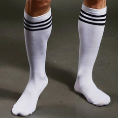 Striped White Crew Sports Socks - The RainbowBoys