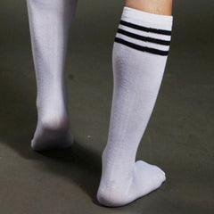 Striped White Crew Sports Socks - The RainbowBoys