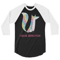 I Give Zero Fox Glitter 3/4 Sleeve Raglan Shirt