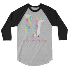 I Give Zero Fox Glitter 3/4 Sleeve Raglan Shirt