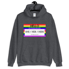 Hello My Pronouns Are She / Her / Hers Unisex Hoodie