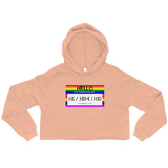 Hello My Pronouns Are He / Him / His Crop Hoodie