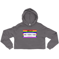 Hello My Pronouns Are He / Him / His Crop Hoodie