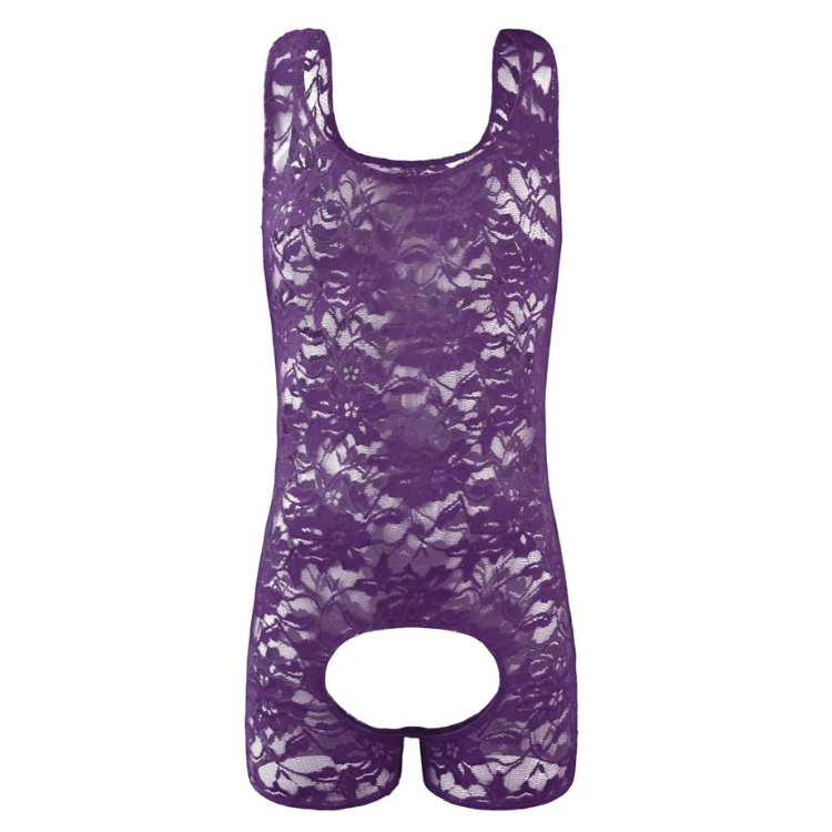 Backless Flower Lace Lingerie Romper