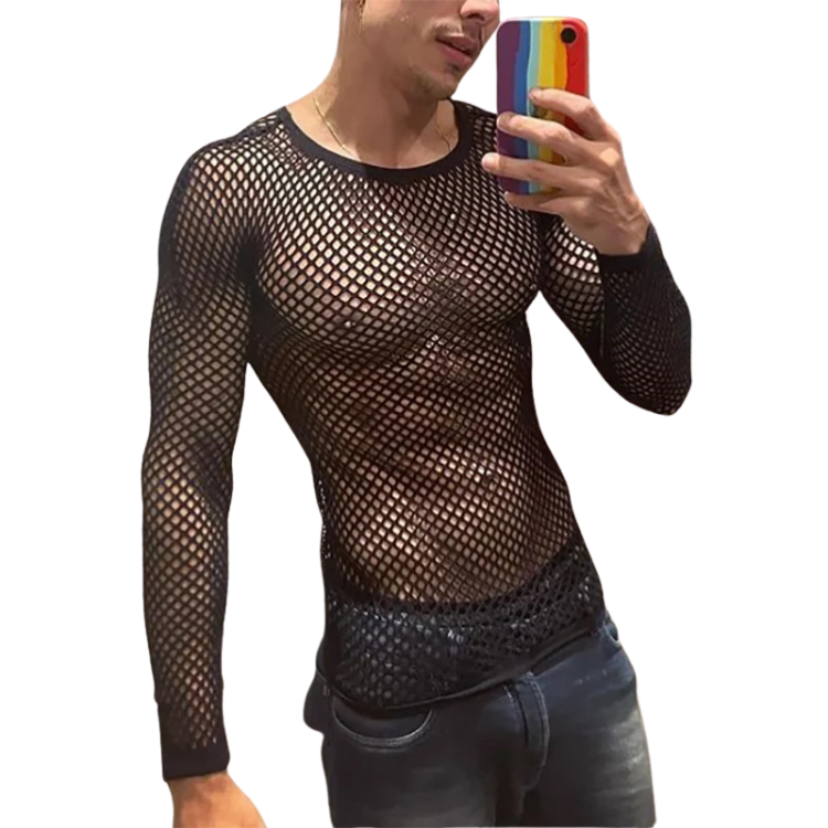 Black See Through Long Sleeve Shirt