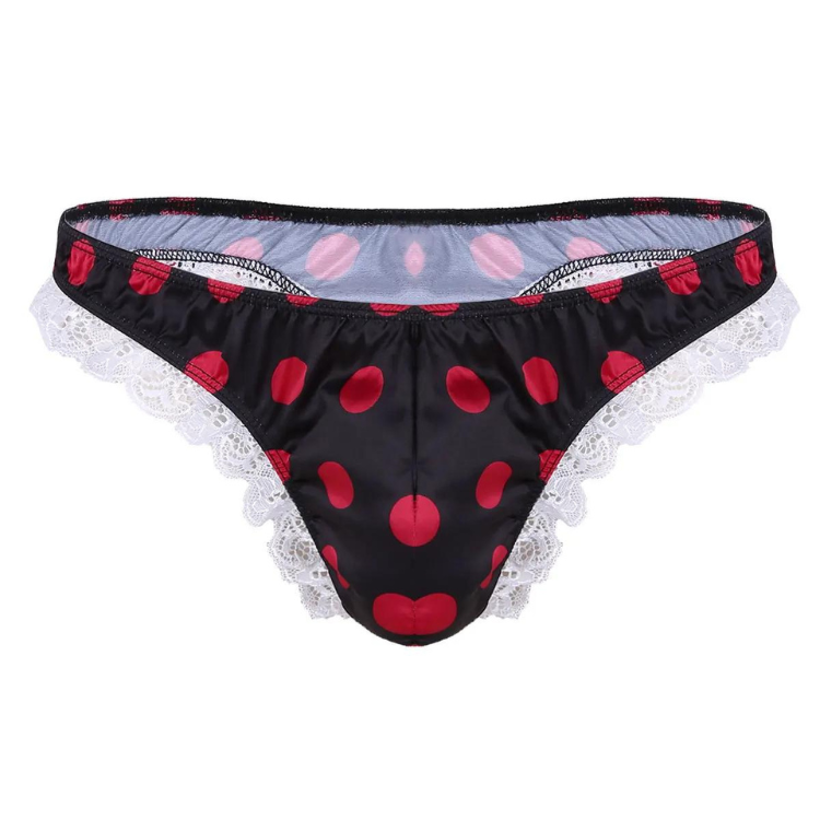Crossdressing Shiny Ruffle Lace Polka Thong