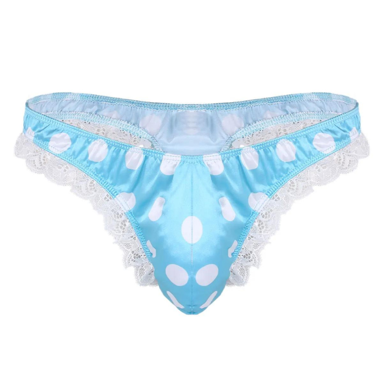 Crossdressing Shiny Ruffle Lace Polka Thong