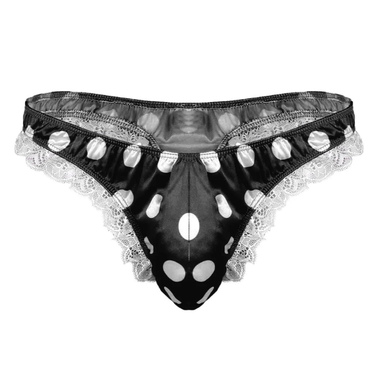 Crossdressing Shiny Ruffle Lace Polka Thong