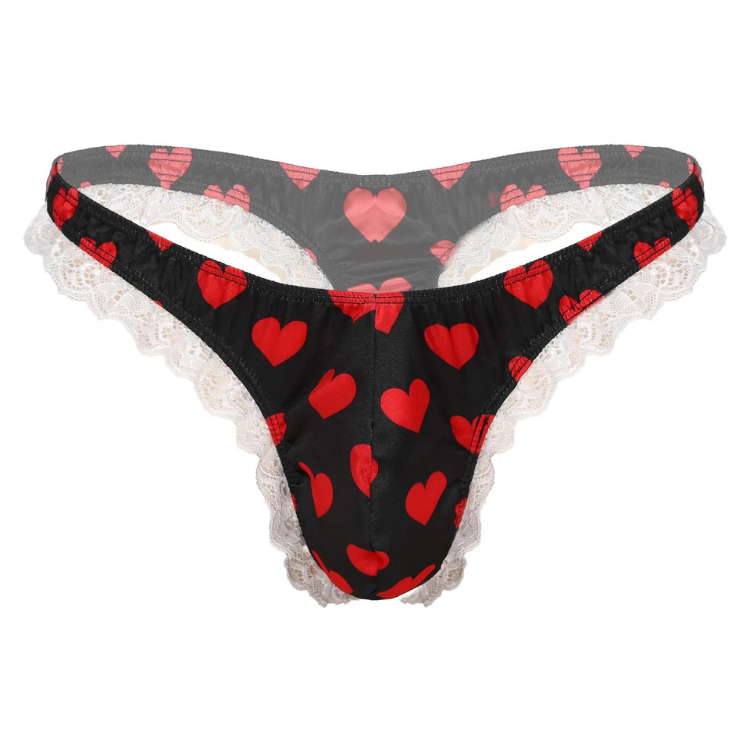 Crossdressing Shiny Ruffle Lace Polka Thong