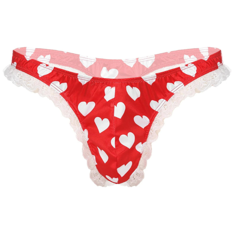 Crossdressing Shiny Ruffle Lace Polka Thong