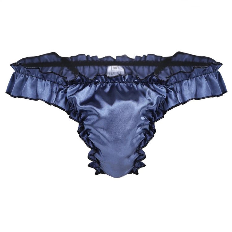 Crossdressing Shiny Ruffle Lace Polka Thong