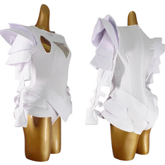 Crystal Couture White Party Bodysuit