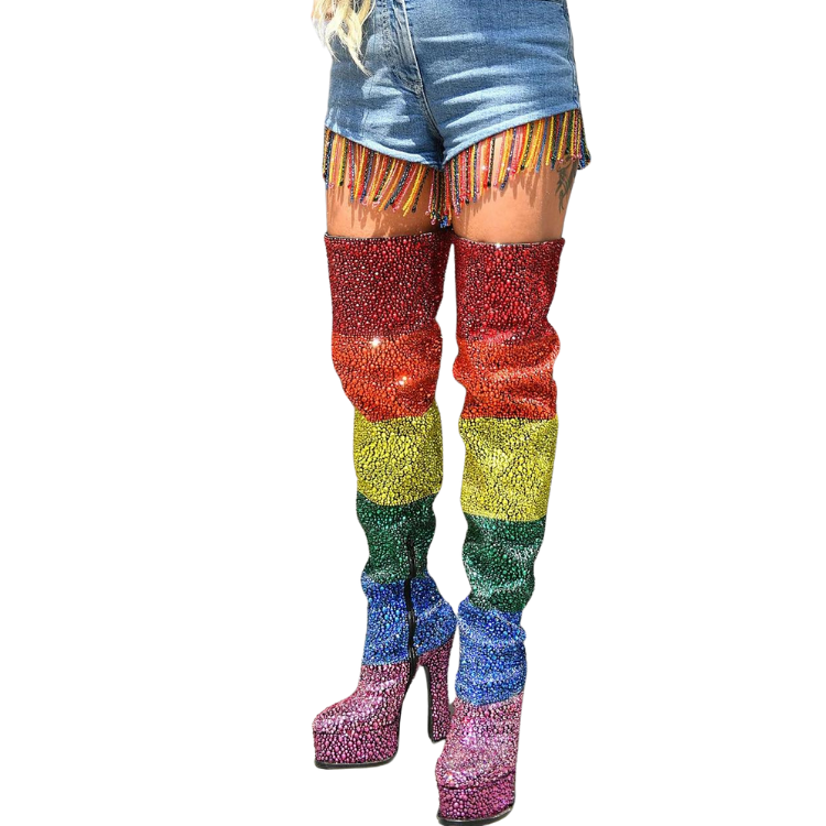 Crystal Dreams Sparkling Pride Rainbow Boots