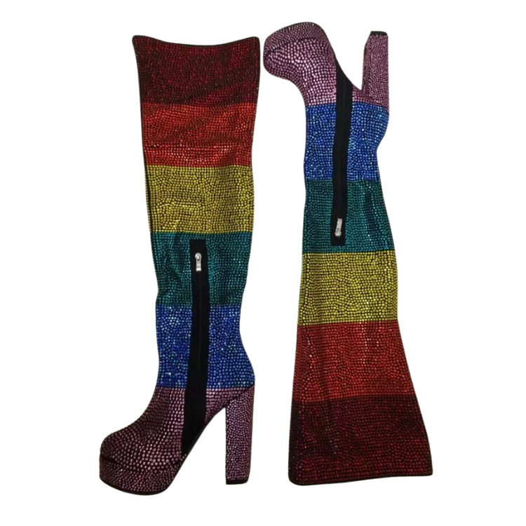 Crystal Dreams Sparkling Pride Rainbow Boots