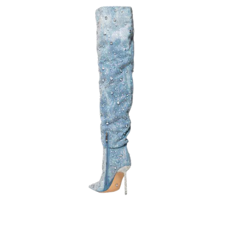 Denim Dazzle Rhinestone Jeans Boots
