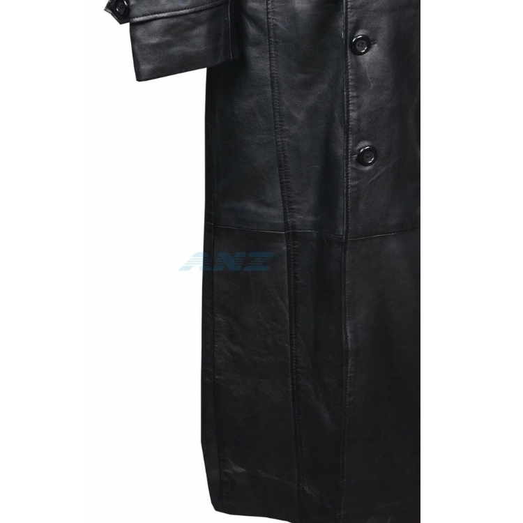 Double Breasted PU Leather Trench Coat