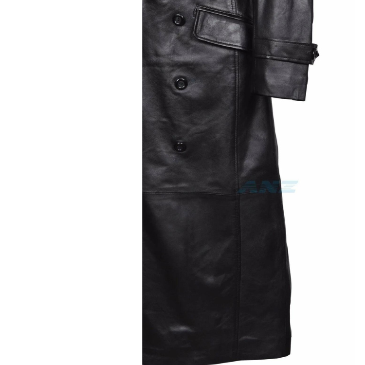 Double Breasted PU Leather Trench Coat