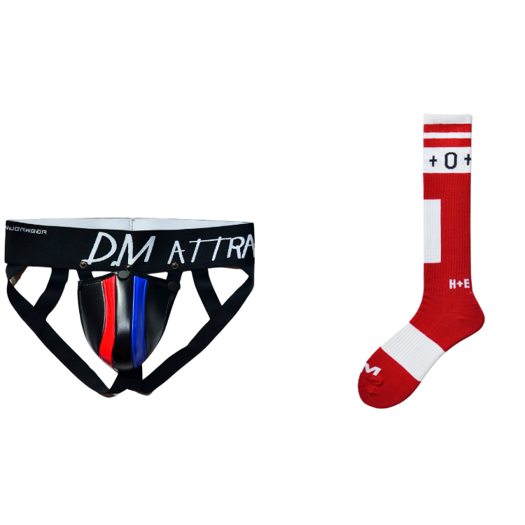 Double Delight Low Waist Color Block Thong + Matching Socks