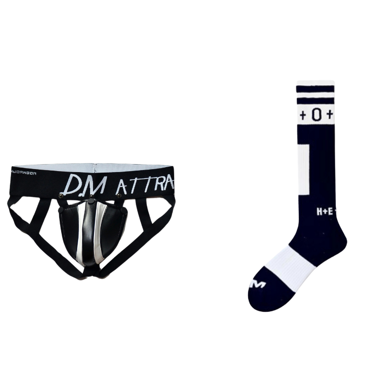 Double Delight Low Waist Color Block Thong + Matching Socks