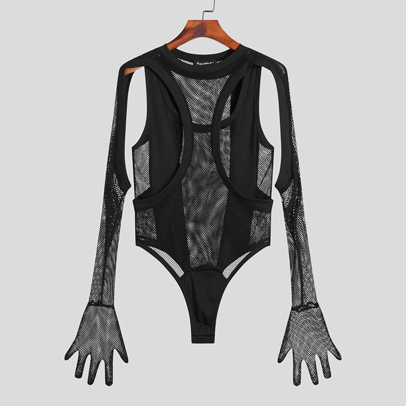 Sexy Mesh Gloved Bodysuit