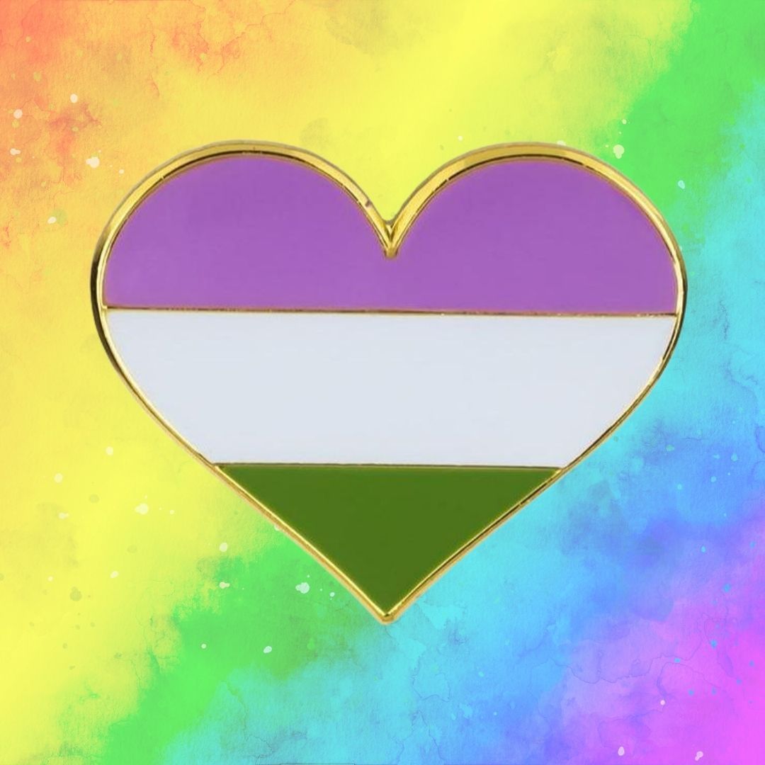 Genderqueer Pride Heart Enamel Pin