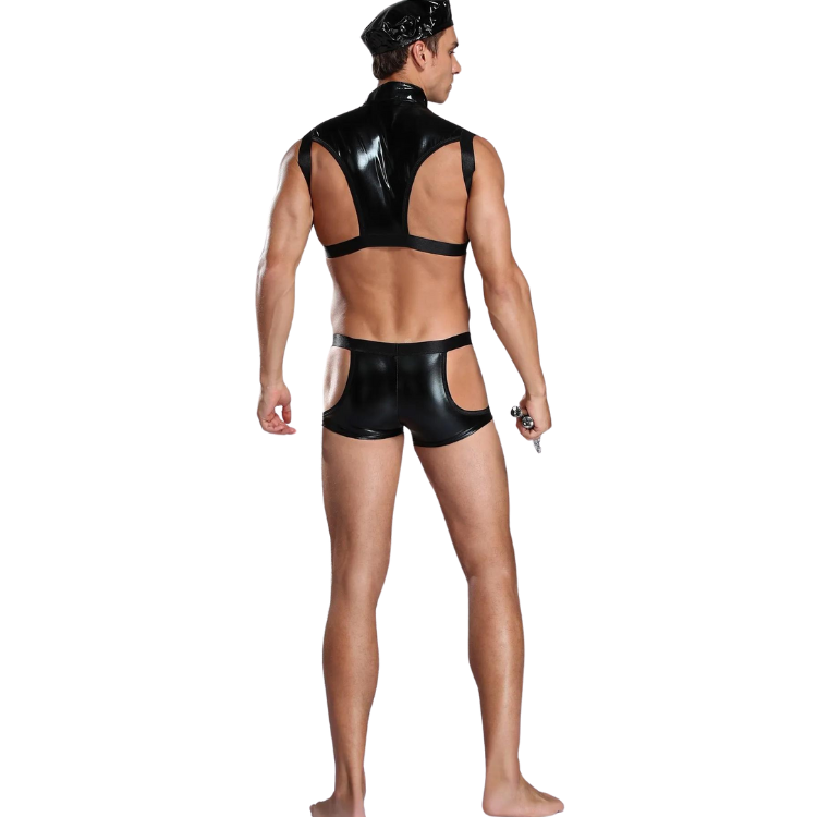 Erotic Faux Leather Police Costume