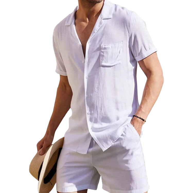 Euro Summer Short Sleeve Shirt + Shorts (2 Piece Outfit)