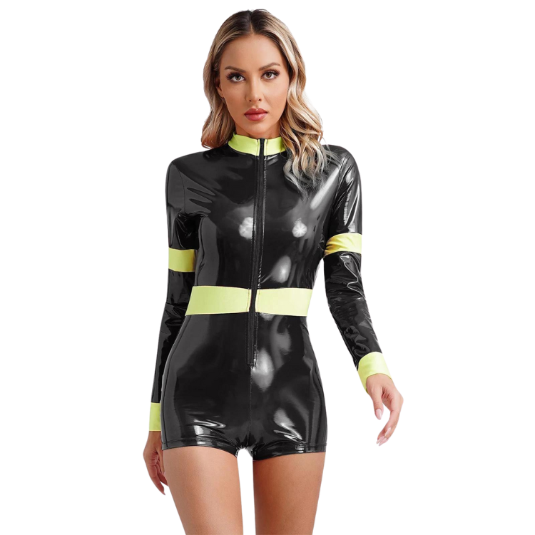Femme Fire Captain Shiny Latex Costume