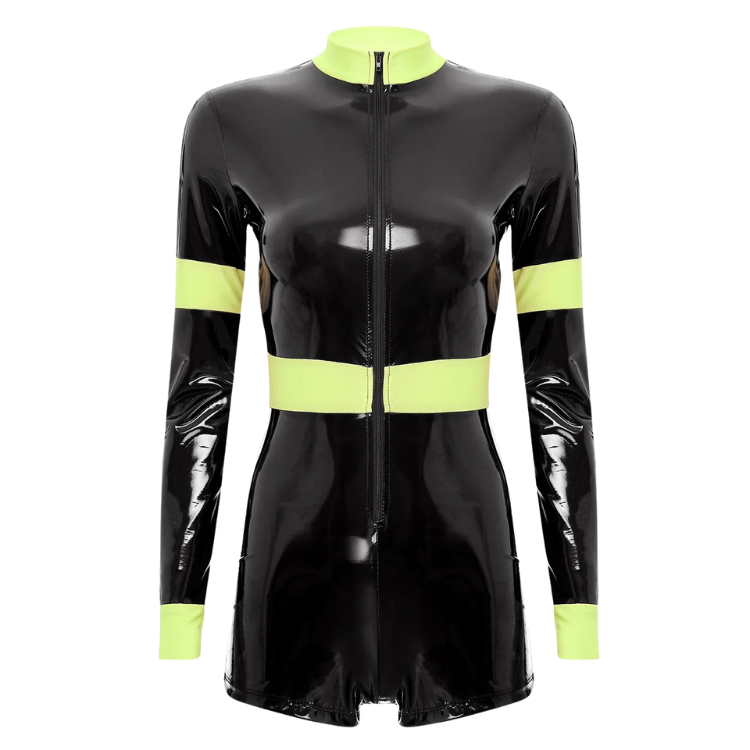 Femme Fire Captain Shiny Latex Costume