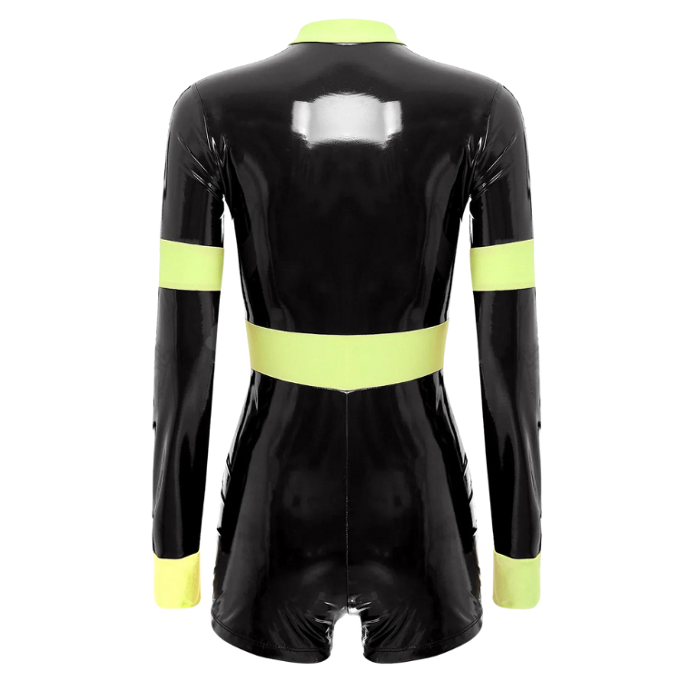 Femme Fire Captain Shiny Latex Costume