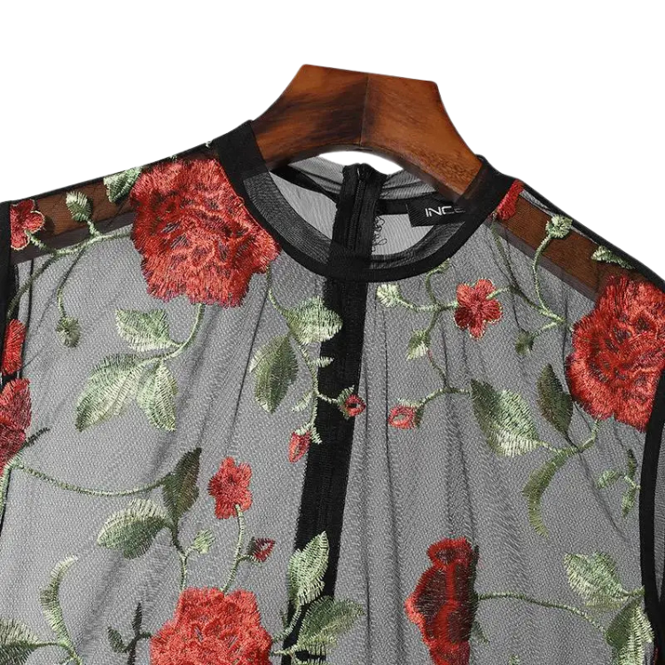 Floral Rose Mesh Romper