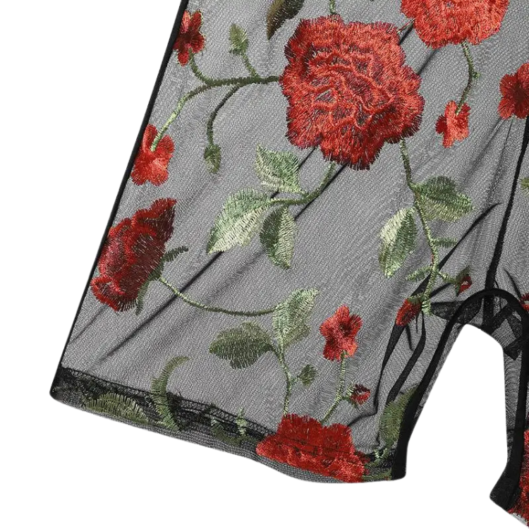 Floral Rose Mesh Romper