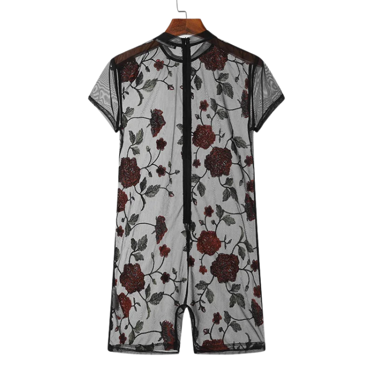 Floral Rose Mesh Romper