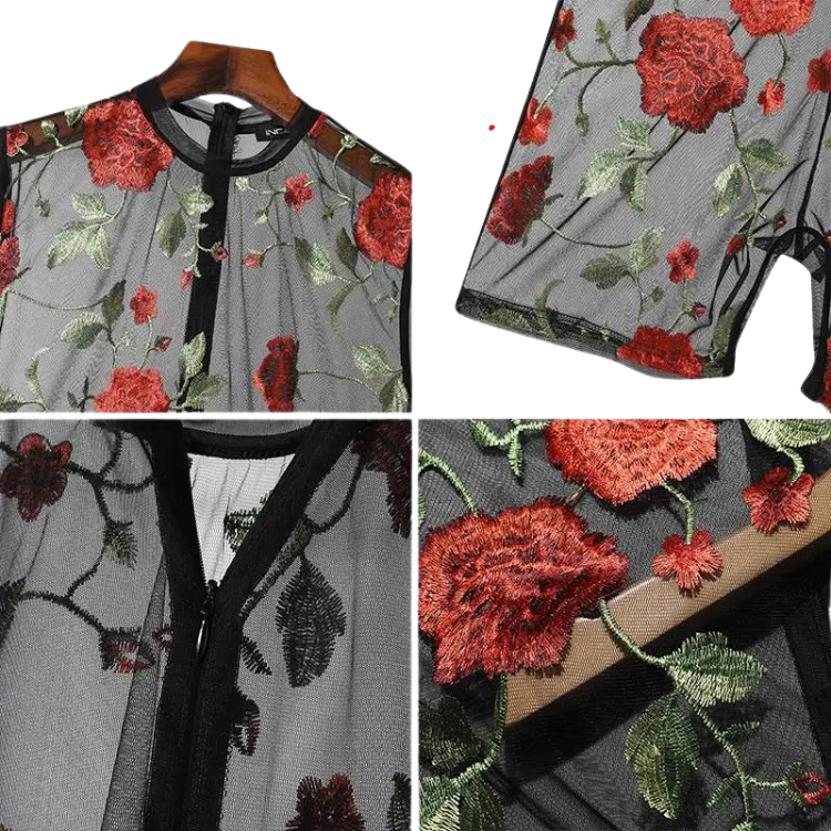 Floral Rose Mesh Romper