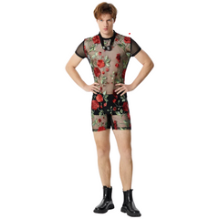 Floral Rose Mesh Romper