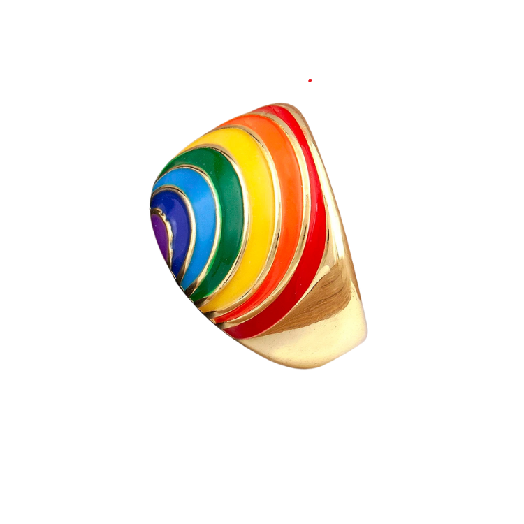 Gay Rainbow Embrace Rings