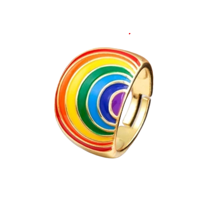 Gay Rainbow Embrace Rings