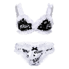 Genderfluid Ruffled Satin Lace Bralette Set