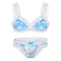 Genderfluid Ruffled Satin Lace Bralette Set