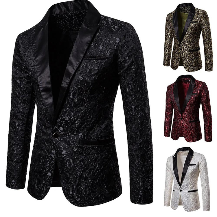 Gilded Lapel Satin Blazer