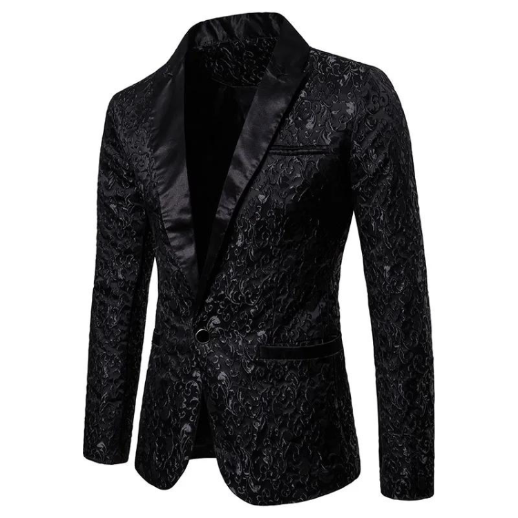 Gilded Lapel Satin Blazer