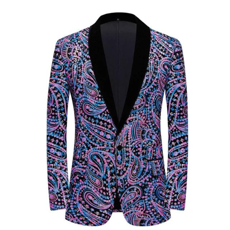 Golden Rainbow Gradient Sequin Blazer