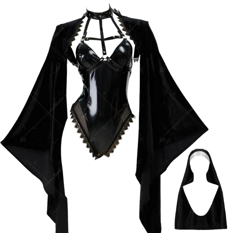 Gothic Holy Nun Halloween Cosplay Bodysuit