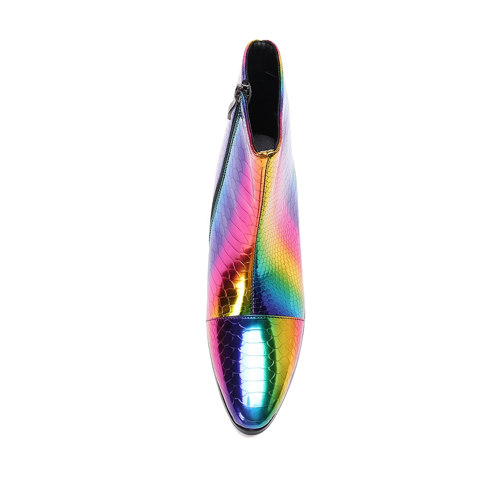 Rainbow Snakeskin Party Boots